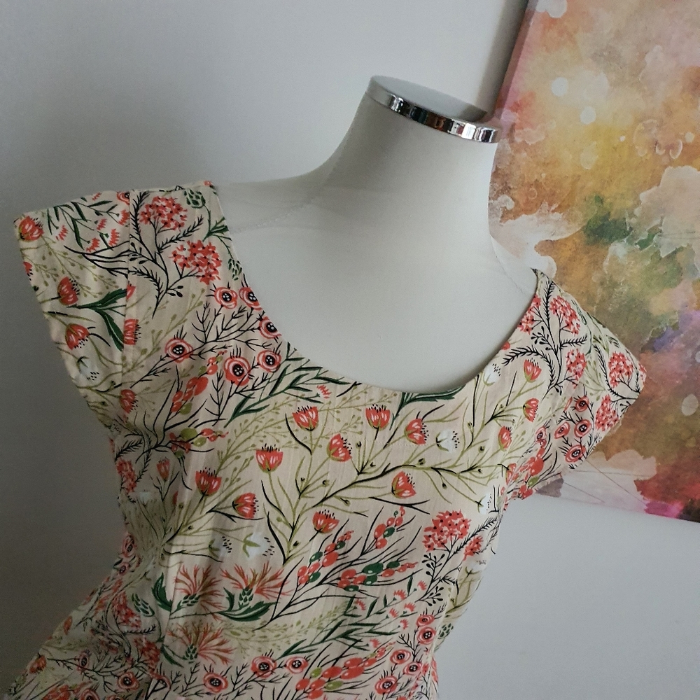 MahaShe Size 16 Cream Cap Sleeve Fit and Flare Dress with Pockets NWOT - Picture 4 of 13